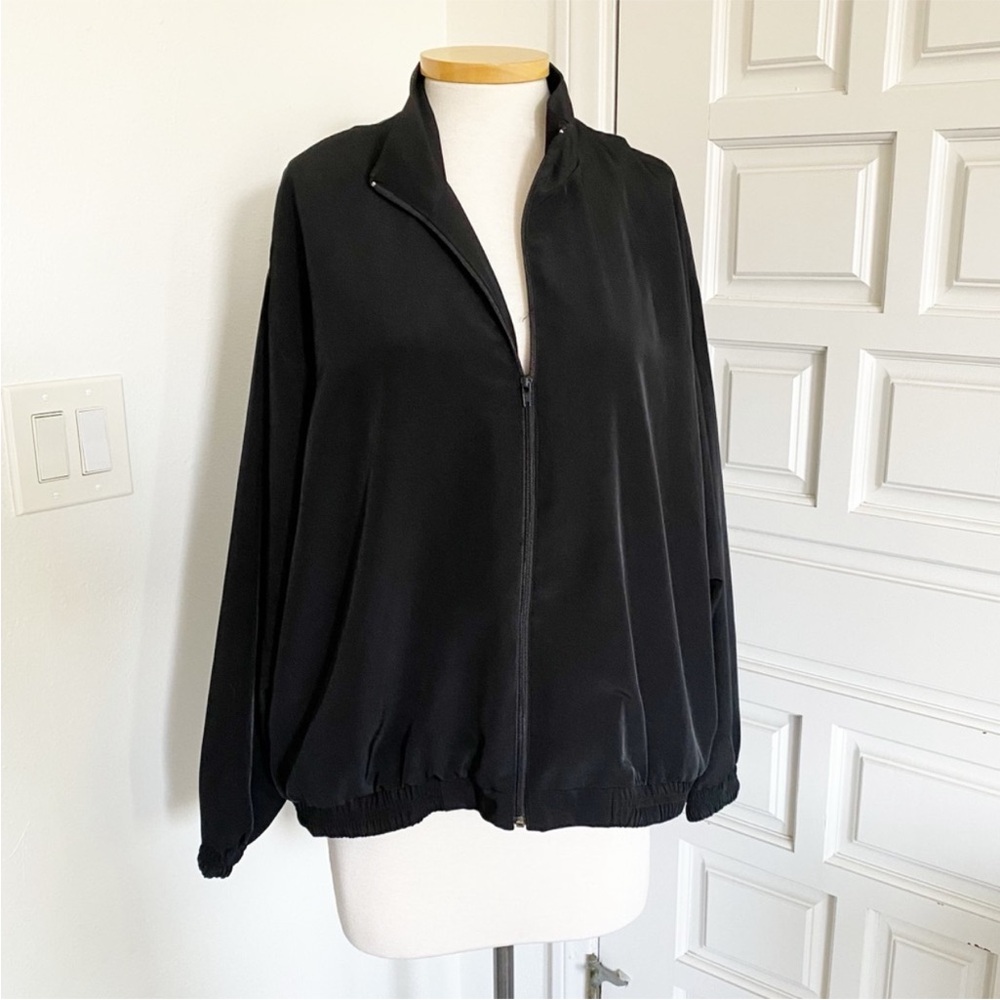 Vintage Dana Lee Sportswear Black Jacket Coat Zip Front Bomber Style Size XXL